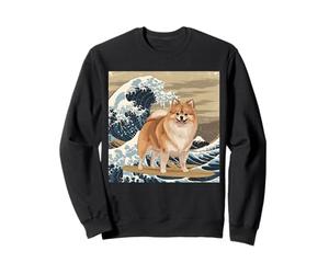 Amante de los Perros pomeranios, japoneses, Kanagawa, surfeando Olas Sudadera