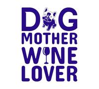 Amante de los perros y gráficos, madre perro, amante del vino Calcomanías de pared de papel adhesivo 38x50.7cm Embellecimiento de paredes Azul oscuro