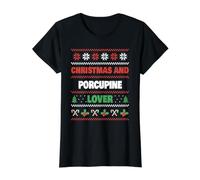 Amante de Navidad y puercoespín - Puercoespín Feo Navidad Camiseta gráfica económica, Mujer, Negro, M