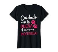 Amante De Perro Cuidado Con La Dueña El Perro Es Inofensivo Camiseta