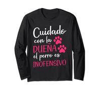 Amante De Perro Cuidado Con La Dueña El Perro Es Inofensivo Manga Larga