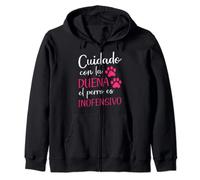 Amante De Perro Cuidado Con La Dueña El Perro Es Inofensivo Sudadera con Capucha