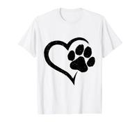Amante de Perros con Estampado de Huellas de Perro Camiseta gráfica económica, Hombre, Blanco, S