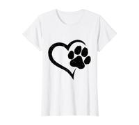Amante de Perros con Estampado de Huellas de Perro Camiseta gráfica económica, Mujer, Blanco, S