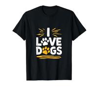 Amante de Perros con Estampado de Huellas I Love Dogs Camiseta gráfica económica, Hombre, Negro, M