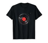 Amante de Vinilo Revival de la música discográfica Retro Camiseta, Hombre, Negro, S