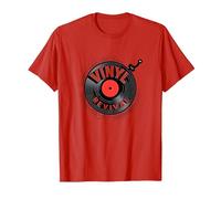 Amante de Vinilo Revival de la música discográfica Retro Camiseta, Hombre, Rojo, M