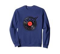 Amante de Vinilo Revival de la música discográfica Retro Sudadera, Unisex para Adultos, Azul Marino, L