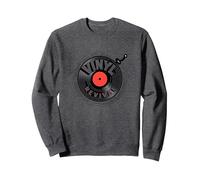 Amante de Vinilo Revival de la música discográfica Retro Sudadera, Unisex para Adultos, Jaspeado Oscuro, S