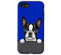 Amante del Boston Terrier, Divertido, Que mira al Ojo, con Bolsillo, Cachorro Carcasa para iPhone SE (2020) / 7/8
