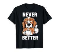 Amante del café cansado dueño de perro nunca mejor pulgar hacia arriba divertido Camiseta