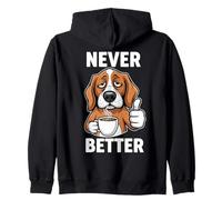 Amante del café cansado dueño de perro nunca mejor pulgar hacia arriba divertido Sudadera con Capucha