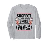 Amante del café Helado afirma Que se rompió Pero Bebe un Dicho Divertido Diario Manga Larga