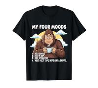Amante del café My Four Moods Big-Foot Sasquatch Gorilla Ape Camiseta gráfica económica, Hombre, Negro, S