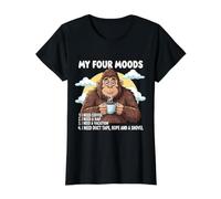 Amante del café My Four Moods Big-Foot Sasquatch Gorilla Ape Camiseta gráfica económica, Mujer, Negro, S