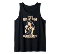Amante del café Pinup Retro de los años 50 con Texto «I Don't Rise and Shine» Camiseta sin Mangas