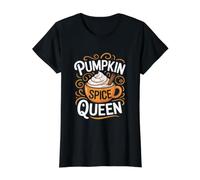 Amante del café Pumpkin Spice Queen Camiseta gráfica económica, Mujer, Negro, L