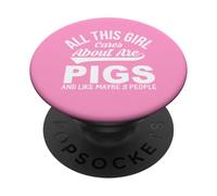 Amante del Cerdo Cita Divertida Chica Humor Animal Entusiasta PopSockets PopGrip Adhesivo