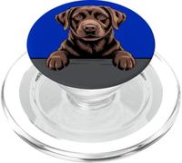Amante del Divertido Cachorro de Labrador con Bolsillo Que se asoma de Chocolate Lab PopSockets PopGrip para MagSafe