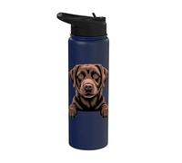 Amante del divertido cachorro de labrador con bolsillo que se asoma de Chocolate Lab Stainless Steel Insulated Water Bottle