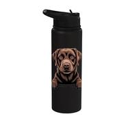 Amante del divertido cachorro de labrador con bolsillo que se asoma de Chocolate Lab Stainless Steel Insulated Water Bottle