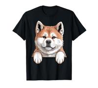 Amante del Divertido Cachorro de Perro American Akita Que mira con Bolsillo Camiseta
