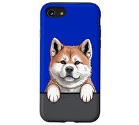 Amante del Divertido Cachorro de Perro American Akita Que mira con Bolsillo Carcasa para iPhone SE (2020) / 7/8