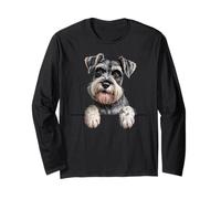 Amante del Divertido Schnauzer con Bolsillo Que se asoma Manga Larga