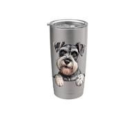Amante del divertido Schnauzer con bolsillo que se asoma Vaso térmico de acero inoxidable de doble pared