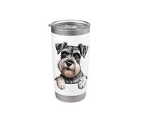Amante del divertido Schnauzer con bolsillo que se asoma Vaso térmico de acero inoxidable de doble pared