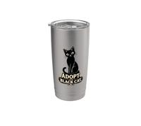 Amante del gato negro adopta el rescate del gato negro Vaso térmico de acero inoxidable de doble pared