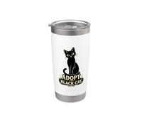 Amante del gato negro adopta el rescate del gato negro Vaso térmico de acero inoxidable de doble pared