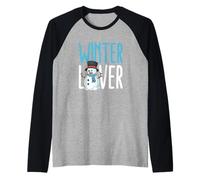 Amante del Invierno I Love Winter Snowman Snowfall Camiseta Manga Raglan