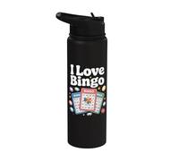 Amante divertido de la tarjeta de bingo I Love Bingo Stainless Steel Insulated Water Bottle