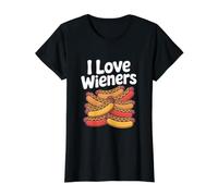 Amante Divertido de los Perros Calientes I Love Wieners Camiseta gráfica económica, Mujer, Negro, M