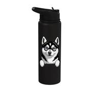 Amante divertido de los perros husky de Alaska Klee Kai con bolsillo que se asoma Stainless Steel Insulated Water Bottle