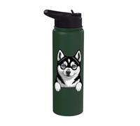 Amante divertido de los perros husky de Alaska Klee Kai con bolsillo que se asoma Stainless Steel Insulated Water Bottle