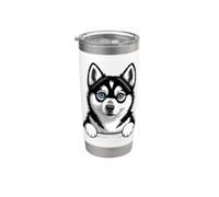 Amante divertido de los perros husky de Alaska Klee Kai con bolsillo que se asoma Vaso térmico de acero inoxidable de doble pared