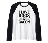 Amante Divertido de Mascotas I Love Dogs and Bacon Camiseta Manga Raglan