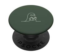 Amante Minimalista de Libros Fantasmas de Lectura - Verde Salvia PopSockets PopGrip Adhesivo