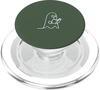 Amante Minimalista de Libros Fantasmas de Lectura - Verde Salvia PopSockets PopGrip para MagSafe