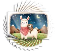 Amante parachoques, decoración de granja al aire libre amigos adorables: llama y perezoso en la noche | Calcomanías de otoño con cita divertida (6 x 9 cm)