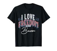 Amante patriótico Divertido de la Carne I Love Freedom and Bacon Camiseta