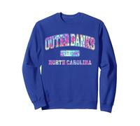 Amante Universitario de la Playa Tie-Dye de Outer Banks, Carolina del Norte Sudadera, Unisex para Adultos, Azul Real, M