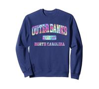 Amante Universitario de la Playa Tie-Dye de Outer Banks, Carolina del Norte Sudadera, Unisex para Adultos, Azul Marino, L