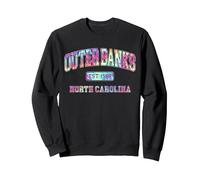 Amante Universitario de la Playa Tie-Dye de Outer Banks, Carolina del Norte Sudadera, Unisex para Adultos, Negro, XXL