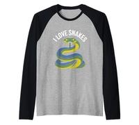 Amante Vibrante de la Vida Silvestre I Love Snakes Camiseta Manga Raglan