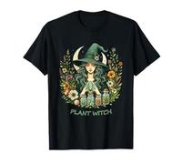 Amantes botánicos brujas verdes con diseño de bruja de plantas Camiseta