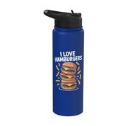 Amantes de la comida divertida I Love Hamburgers Stainless Steel Insulated Water Bottle