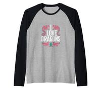 Amantes de la fantasía mística I Love Dragons Camiseta Manga Raglan